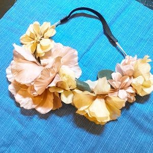 Flower Crown Headband Pink Elastic